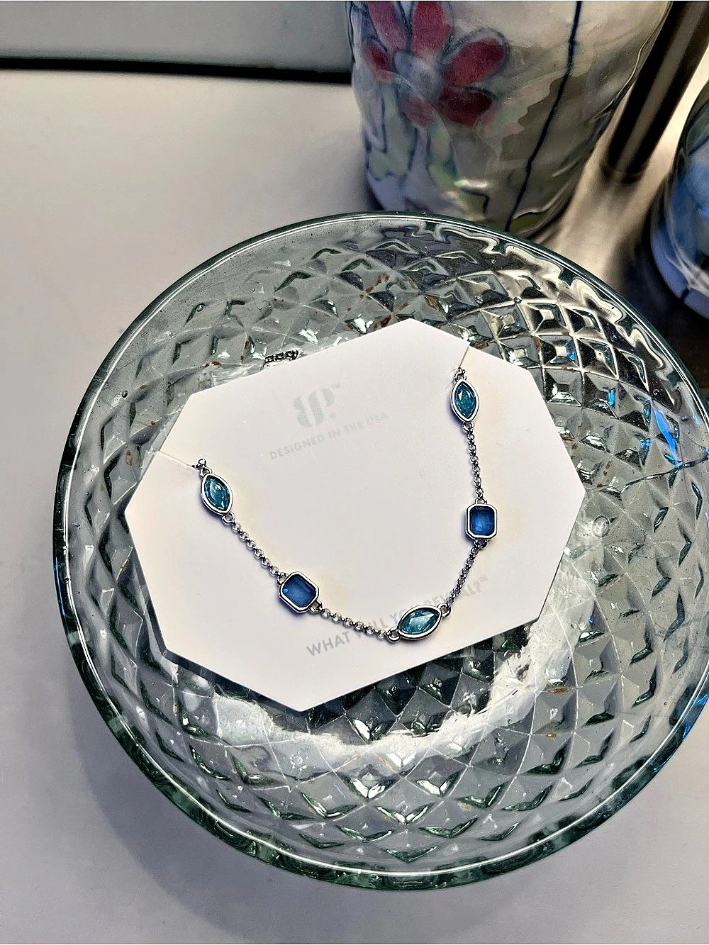 Bomb Party Necklace Silver-Tone Blue Necklace NWT